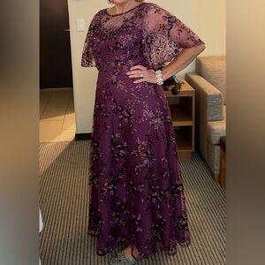 JJs House Mother of the Bride/Groom sequin and lace overlay illusion gown.